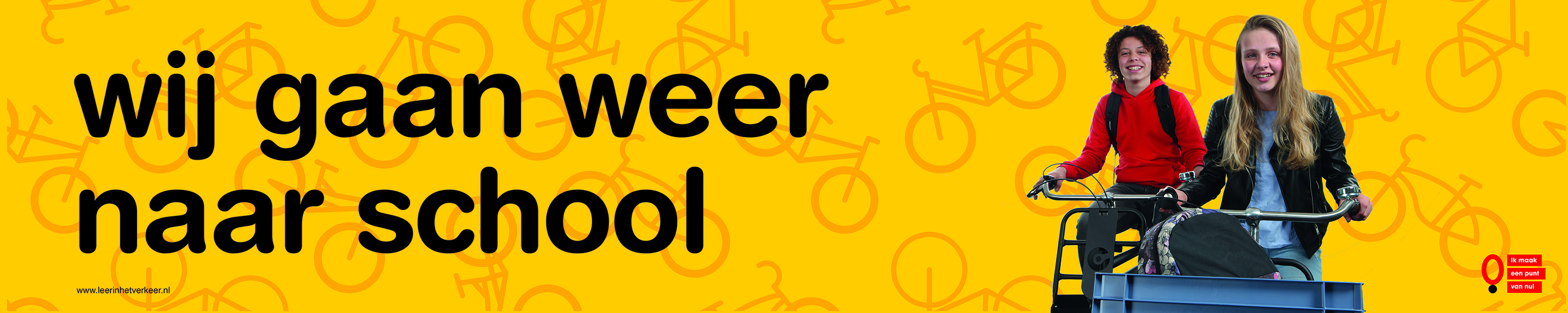 campagne wij gaan weer naar school start schooljaar kinderen veilig naar school verkeersveiligheid rondom scholen in schoolomgeving en schoolzone na de zomervakantie weggebruikers wijzen op meer kinderen op de weg om ongelukken te voorkomen 